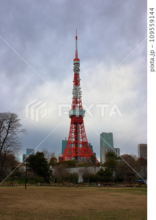 Tokyo tower against a stormy background in tokyo japan 109559144