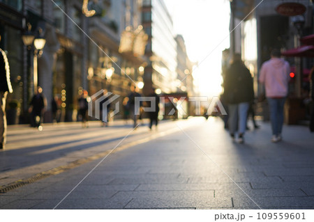 Blurred background. Blurred people walking through a city street Blurred background. Blurred people walking through a city street 109559601