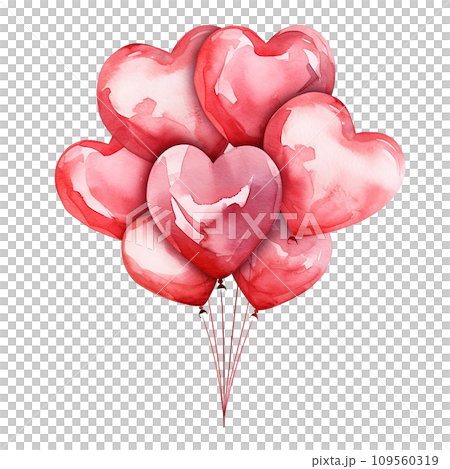 Watercolor illustration of red balloons , Ai Generate Watercolor illustration of red balloons , Ai Generate 109560319