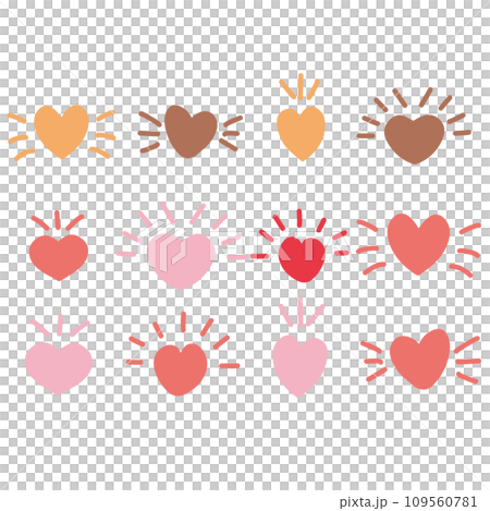 一組受情人節啟發的簡單的紅色、粉紅色和棕色心形插圖 一組受情人節啟發的簡單的紅色、粉紅色和棕色心形插圖 109560781