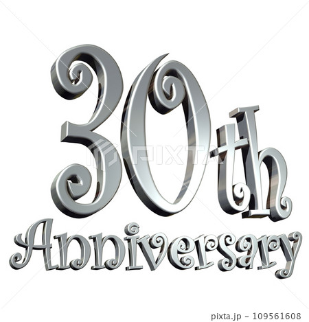 3DCG文字「30th Anniversary/30周年」シルバー,銀 109561608