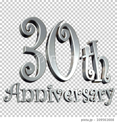 3DCG文字「30th Anniversary/30周年」シルバー,銀 109561608