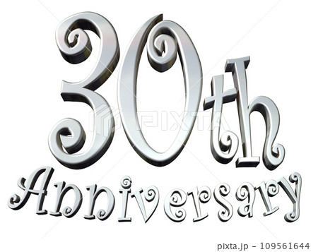 3DCG文字「30th Anniversary/30周年」シルバー,銀 109561644
