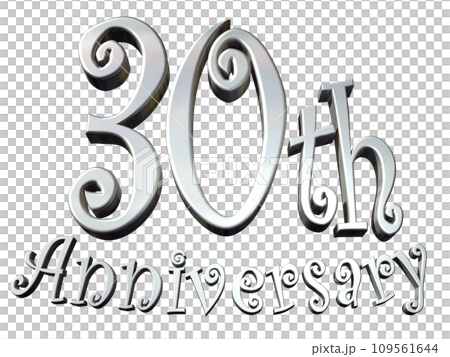 3DCG文字「30th Anniversary/30周年」シルバー,銀 109561644