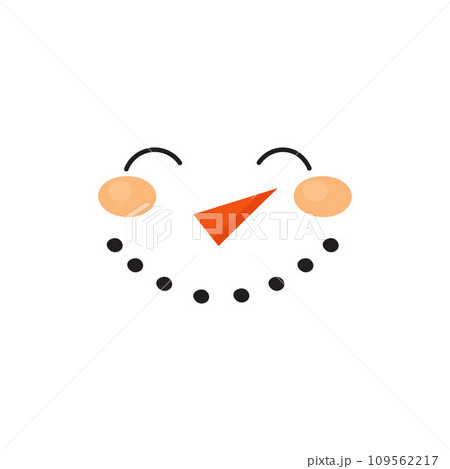 Isolated snowman face illustration in flat cartoon style. Smiling concept for winter decoration. Isolated snowman face illustration in flat cartoon style. Smiling concept for winter decoration. 109562217