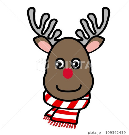 マフラーをしたトナカイのイラスト マフラーをしたトナカイのイラスト 109562459