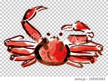 ズワイガニ和風手描きイラスト 109563063