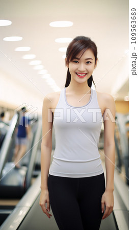 若い女性、ジム、フィットネス 109563689