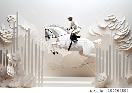 乗馬風景（障害飛越） 109563892