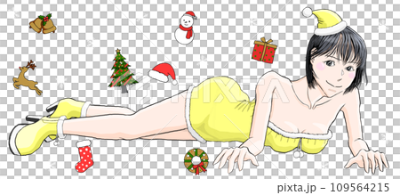 穿著性感聖誕老人服裝 81 躺在地板上的女孩 穿著性感聖誕老人服裝 81 躺在地板上的女孩 109564215