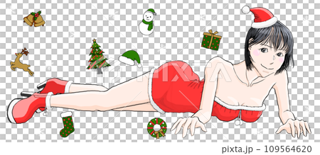 Girl 80 lying on the floor in a sexy Santa Claus costume Girl 80 lying on the floor in a sexy Santa Claus costume 109564620