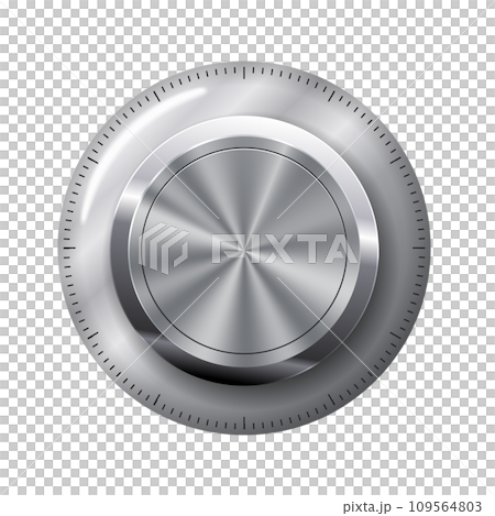Creative illustration of dial knob level technology settings, music metal button with circular processing isolated on background. Sound control. Art design. Abstract concept graphic element. Creative illustration of dial knob level technology settings, music metal button with circular processing isolated on background. Sound control. Art design. Abstract concept graphic element. 109564803