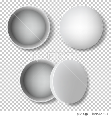 top view of open round metal box isolated on white background top view of open round metal box isolated on white background 109564804