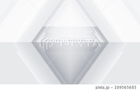 White and soft grey 3D geometric abstract background with rhombus frame. White abstract modern technology banner design. 109565685