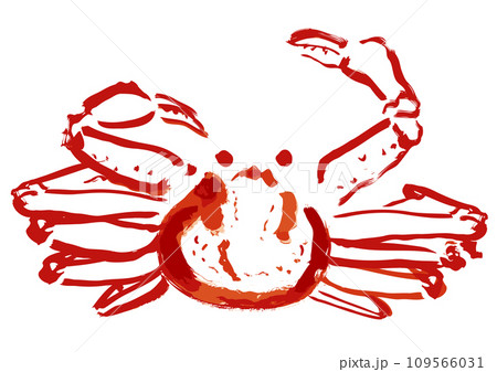 ズワイガニ和風手描きイラスト ズワイガニ和風手描きイラスト 109566031