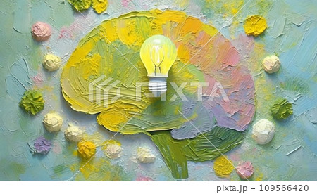 頭脳　脳内　閃き　インスピレーション　脳波　イラスト 109566420