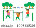 鉄棒をする子供たち 109566586