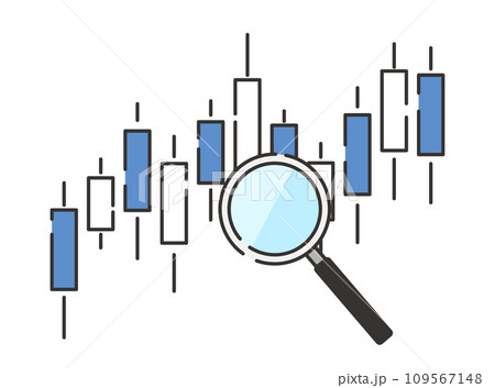 ローソクチャートと虫眼鏡 ローソクチャートと虫眼鏡 109567148