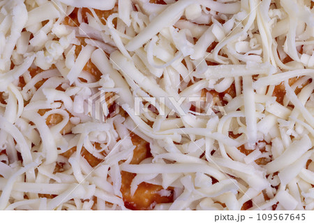 pizza dough with cheese and ketchup 109567645