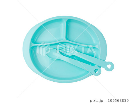 Baby Plate Isolated, Empty Kids Bowl, Color Kids Utensil, Small Colorful Toddler Tableware, New Baby Plates 109568859