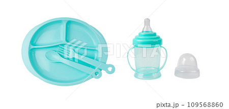Baby Plate Isolated, Empty Kids Bowl, Color Kids Utensil, Small Colorful Toddler Tableware, New Baby Plates 109568860