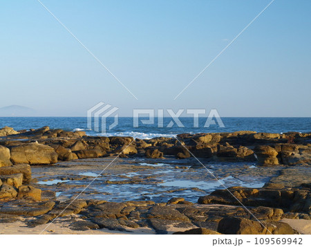 The rocky beach of Mooloolaba, Queensland, Sunshine Coast, Australia. The rocky beach of Mooloolaba, Queensland, Sunshine Coast, Australia. 109569942