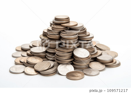 Stack of coins isolated on white background 109571217