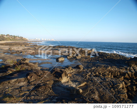 The rocky beach of Mooloolaba, Queensland, Sunshine Coast, Australia in the morning. The rocky beach of Mooloolaba, Queensland, Sunshine Coast, Australia in the morning. 109571277
