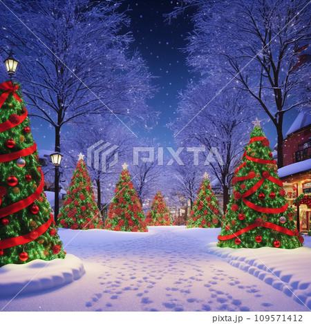 New Year's holidays in a small town, created with the help of generative ai illustration. 109571412