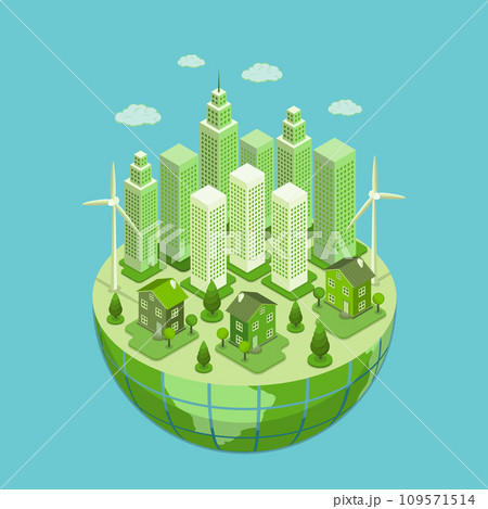3D Isometric Flat Vector Illustration of Sustainble Earth 109571514