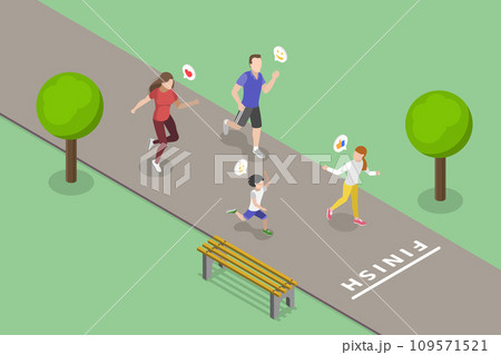 3D Isometric Flat Vector Illustration of Family Run 109571521