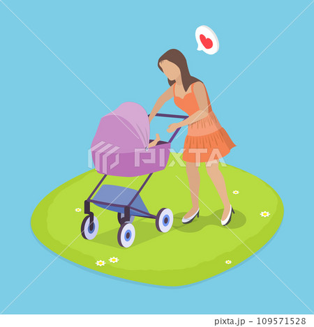 3D Isometric Flat Vector Illustration of New Mom 109571528