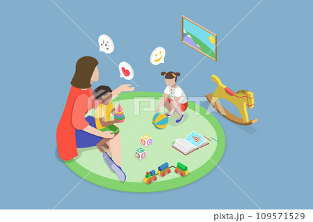 3D Isometric Flat Vector Illustration of Family Nanny 109571529