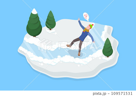 3D Isometric Flat Vector Illustration of Winter Weather Problems 109571531