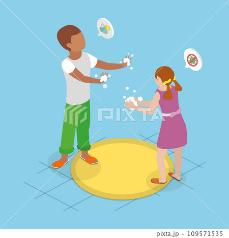 3D Isometric Flat Vector Illustration of Pesonal Hygiene Rules 109571535