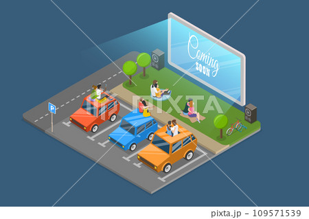 3D Isometric Flat Vector Illustration of Outdoor Cinema 3D Isometric Flat Vector Illustration of Outdoor Cinema 109571539
