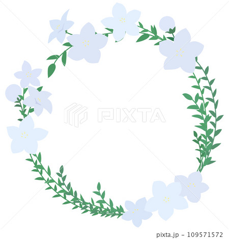 白い桔梗の丸フレーム 白い桔梗の丸フレーム 109571572