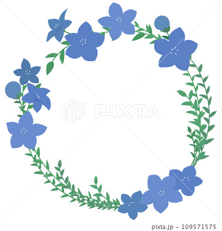 青い桔梗の丸フレーム 青い桔梗の丸フレーム 109571575