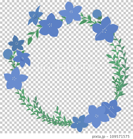 青い桔梗の丸フレーム 青い桔梗の丸フレーム 109571575