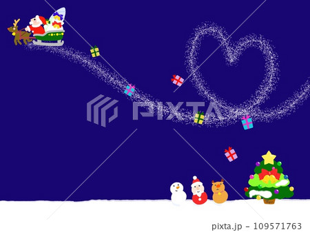 雪だるまとクリスマスツリーの背景フレーム 109571763