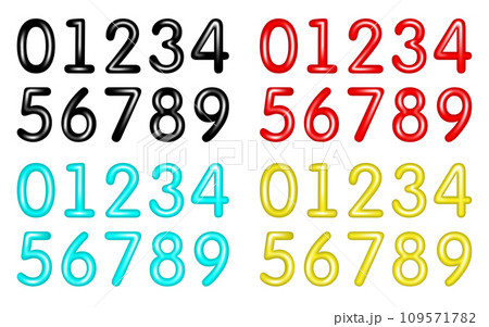 A set of multi-colored volumetric numbers with highlights. Vector illustration. A set of multi-colored volumetric numbers with highlights. Vector illustration. 109571782