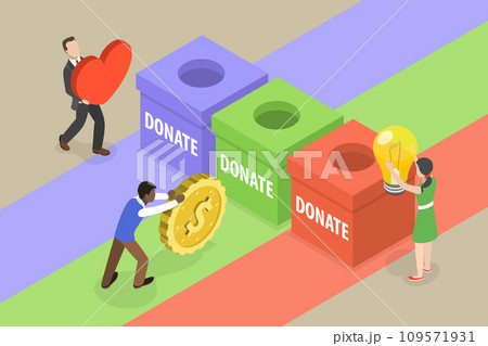 3D Isometric Flat Vector Illustration of Political Fundraising 109571931