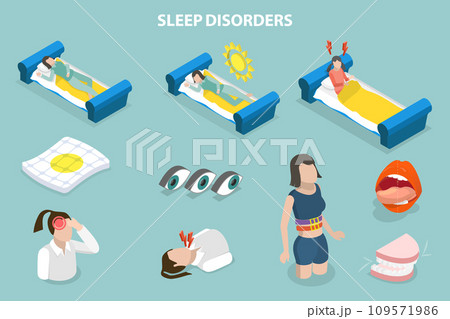 3D Isometric Flat Vector Illustration of Sleep Disorders 3D Isometric Flat Vector Illustration of Sleep Disorders 109571986