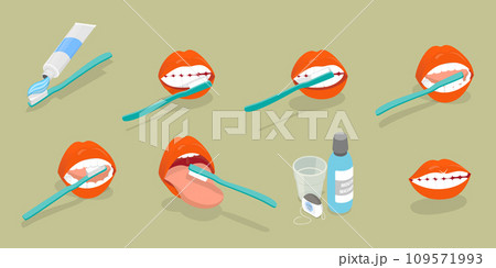 3D Isometric Flat Vector Illustration of Teeth Cleaning 3D Isometric Flat Vector Illustration of Teeth Cleaning 109571993