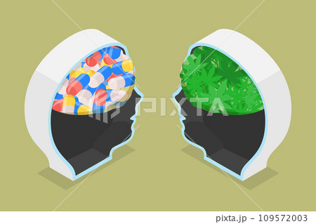 3D Isometric Flat Vector Illustration of Marijuana Medical Use 109572003