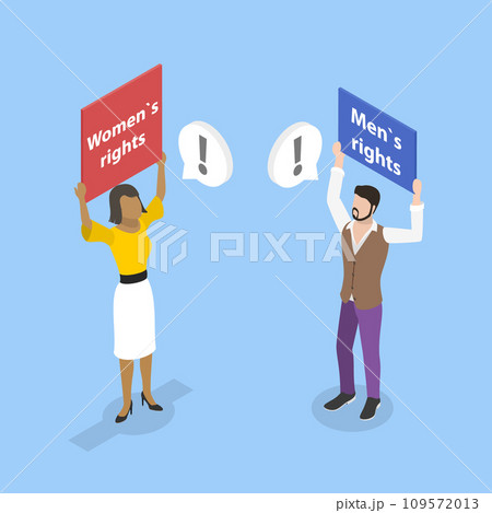 3D Isometric Flat Vector Illustration of Gender Conflict 109572013