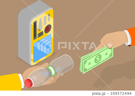 3D Isometric Flat Vector Illustration of Cans and Plastic Bottle Recycling 109572494