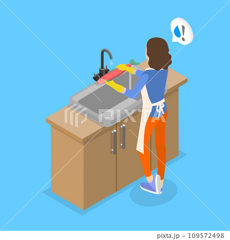 3D Isometric Flat Vector Illustration of Cooking Hygiene 109572498