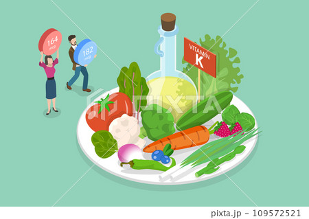 3D Isometric Flat Vector Illustration of Vitamin K 109572521