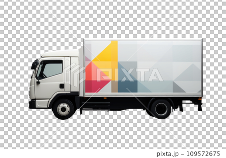white flatbed truck on a gray background 109572675